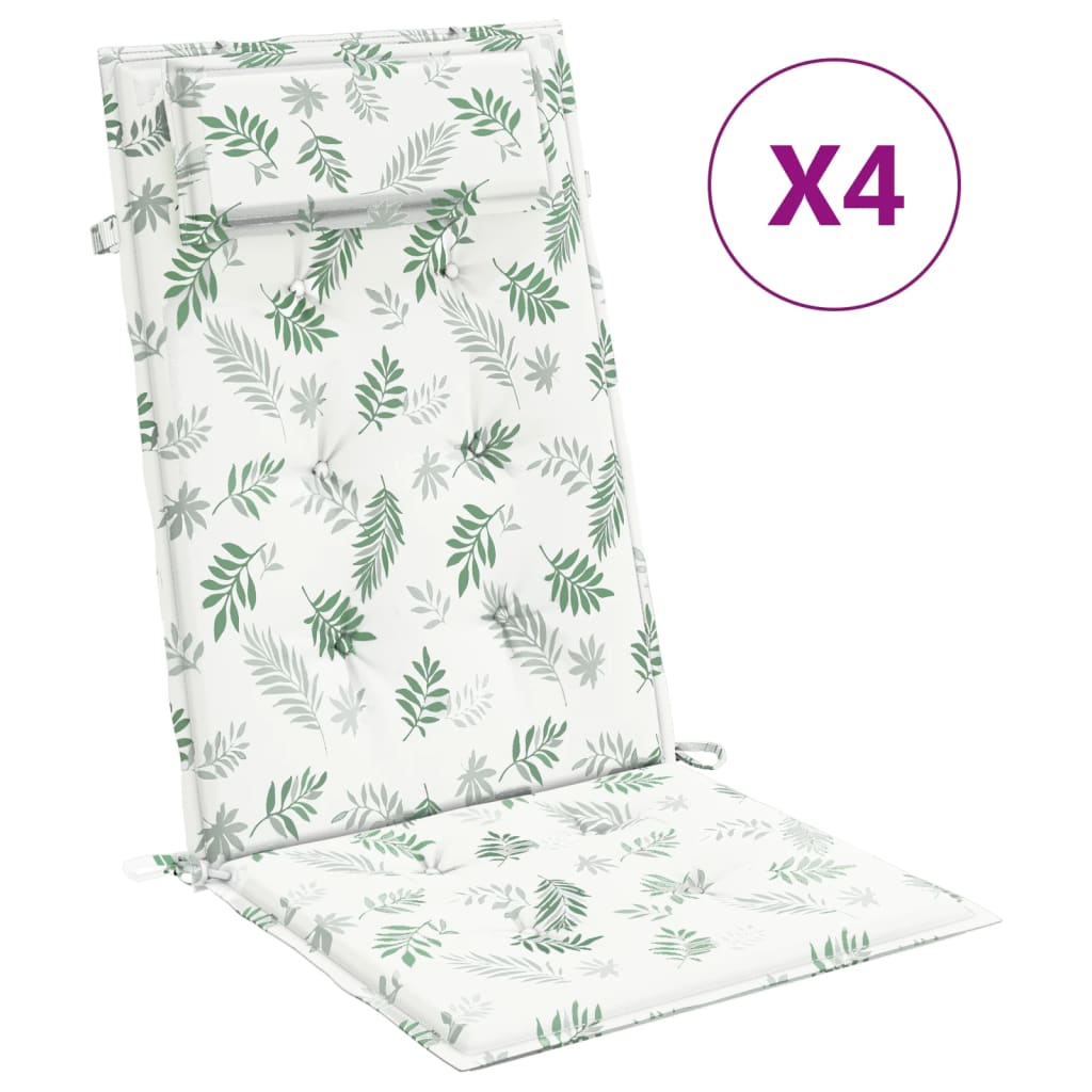 Coussins de chaise vidaxl 4 st motif de feuilles arrière hautes tissu oxford