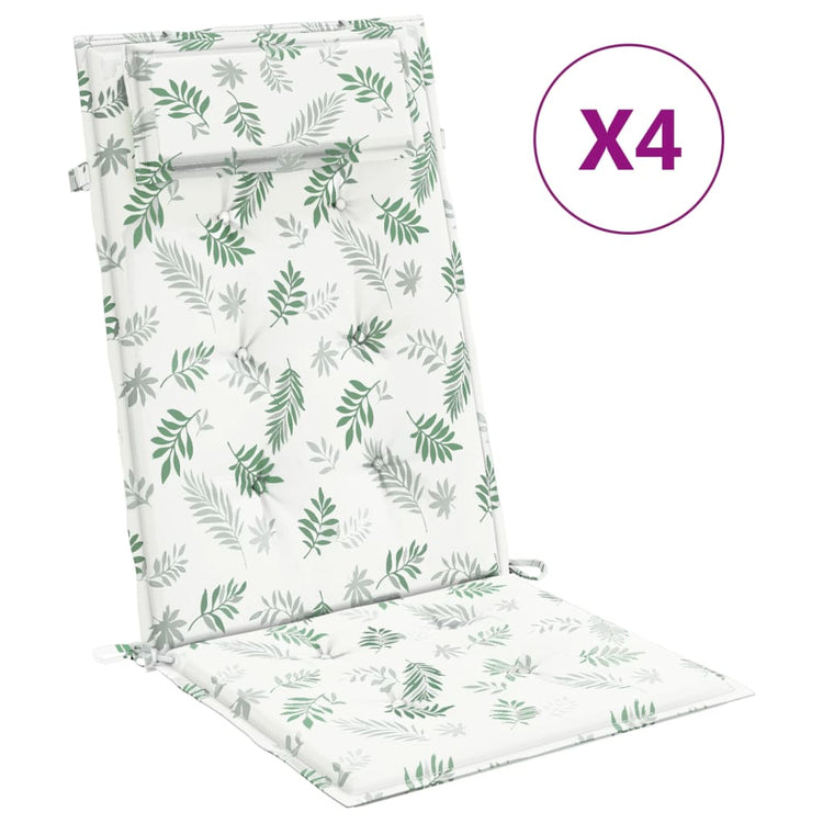 Coussins de chaise vidaxl 4 st motif de feuilles arrière hautes tissu oxford