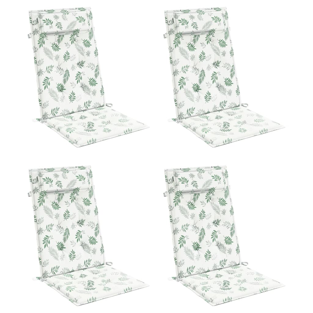 Coussins de chaise vidaxl 4 st motif de feuilles arrière hautes tissu oxford
