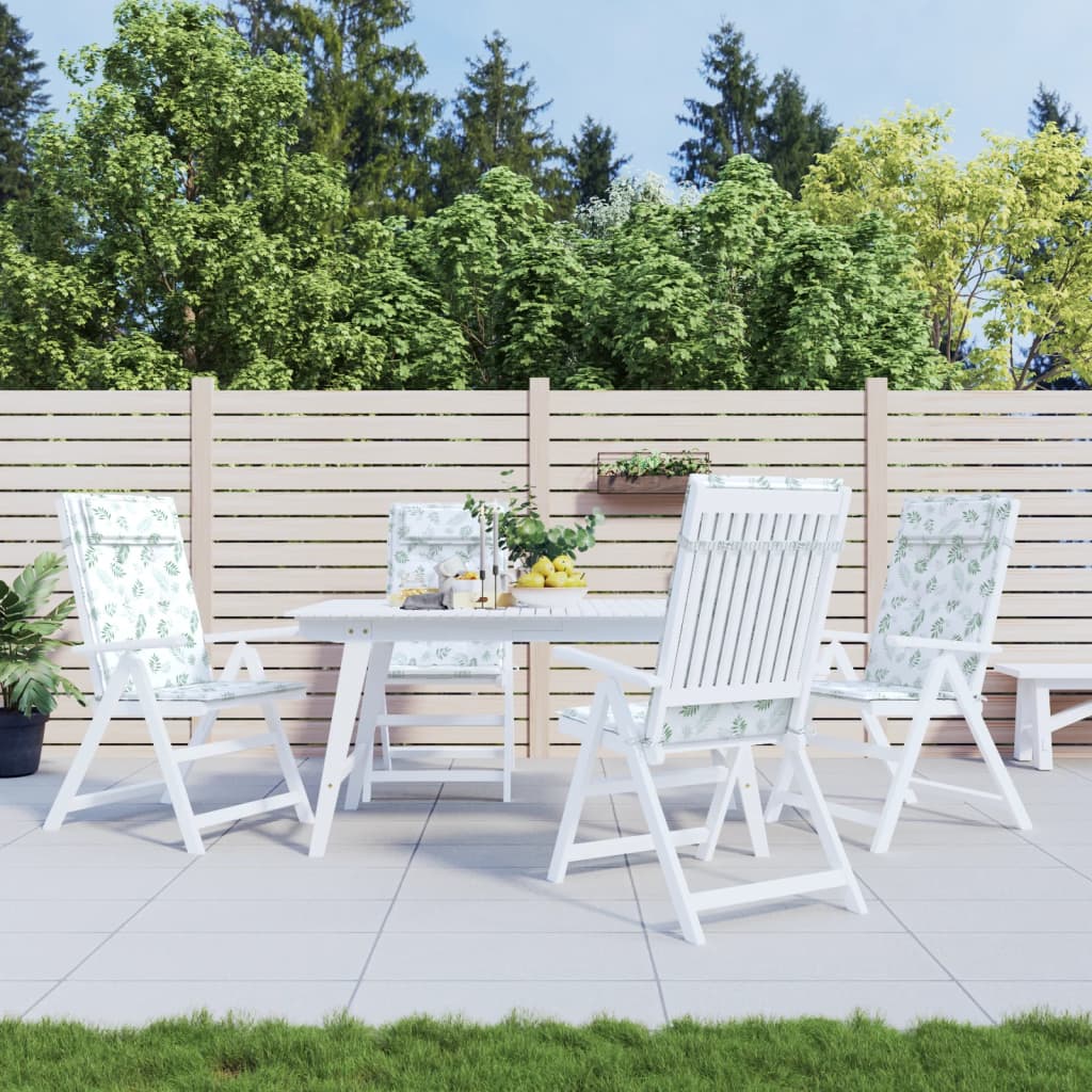 Coussins de chaise vidaxl 4 st motif de feuilles arrière hautes tissu oxford