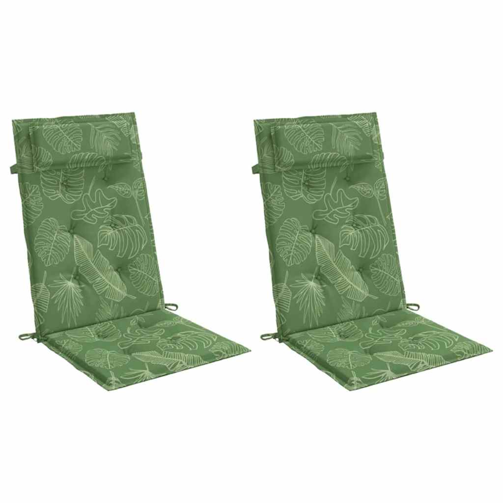 VidaXL coussins de chaise 2 pièces tissu oxford à motif de feuilles à dossier haut