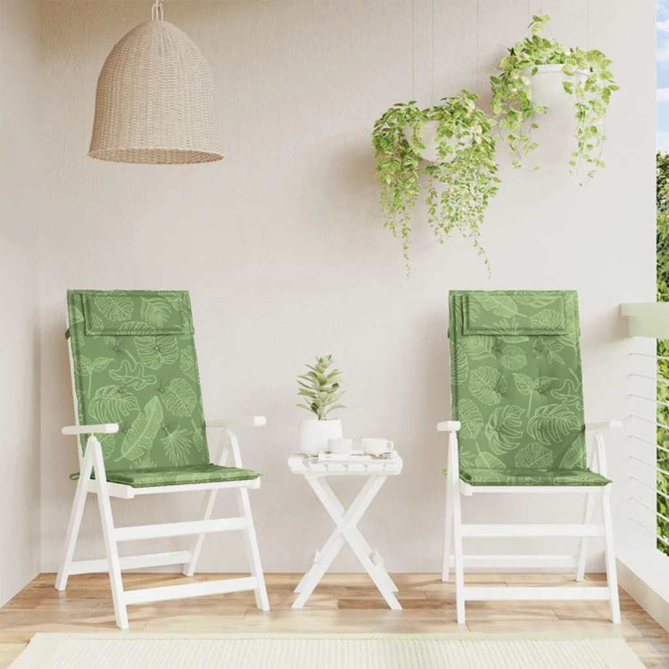 VidaXL coussins de chaise 2 pièces tissu oxford à motif de feuilles à dossier haut