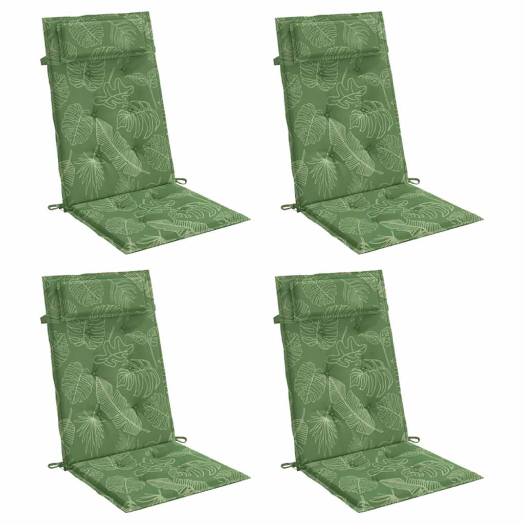 VidaXL coussins de chaise 4 pièces tissu oxford à motif de feuilles à dossier haut