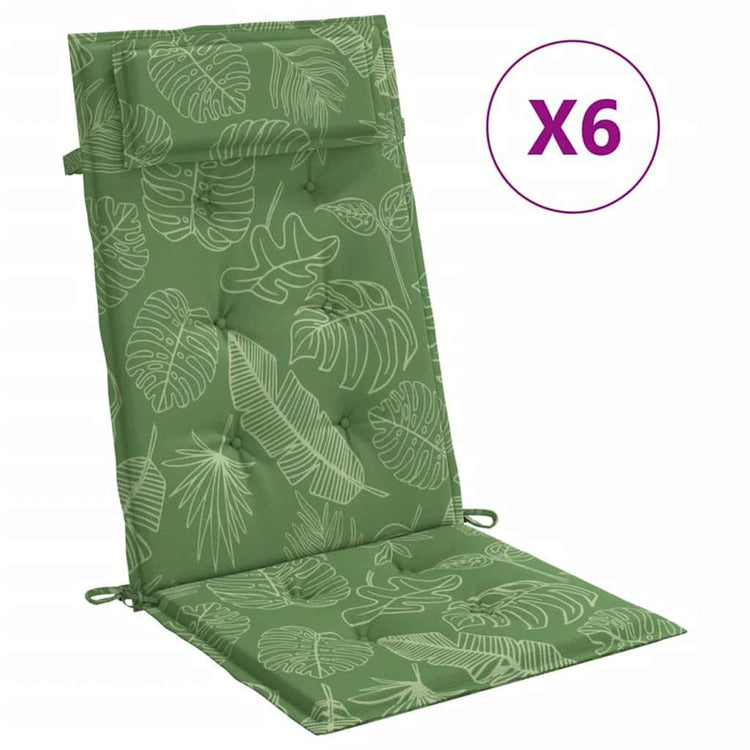 VidaXL coussins de chaise 6 pièces tissu oxford à motif de feuilles à dossier haut