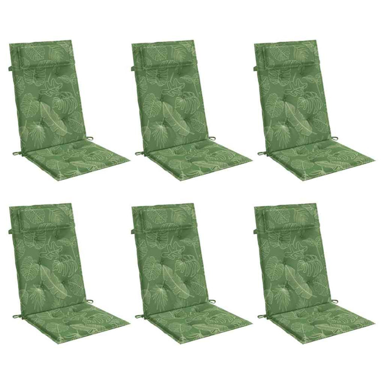 VidaXL coussins de chaise 6 pièces tissu oxford à motif de feuilles à dossier haut