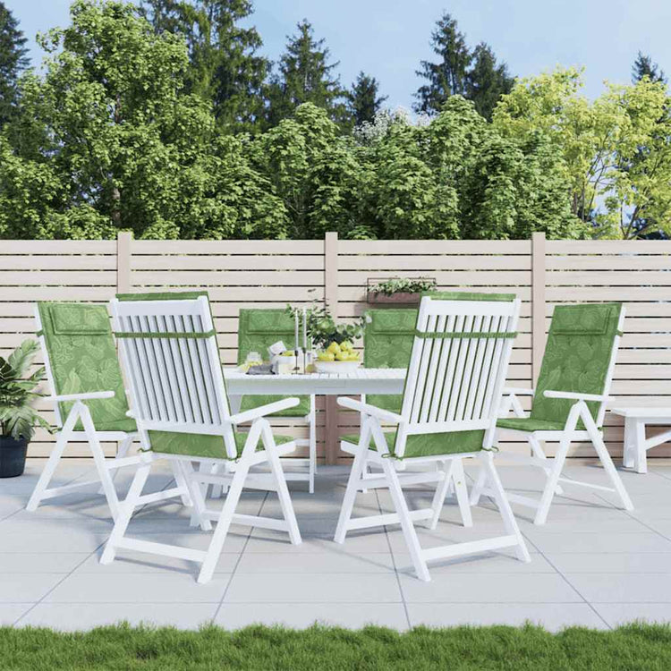 VidaXL coussins de chaise 6 pièces tissu oxford à motif de feuilles à dossier haut