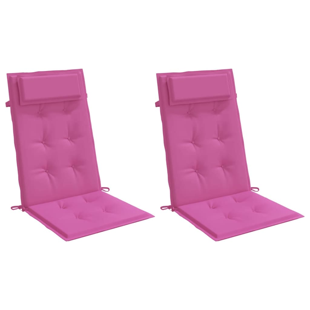VidaXL coussins de chaise 2 pcs dossier haut tissu oxford rose