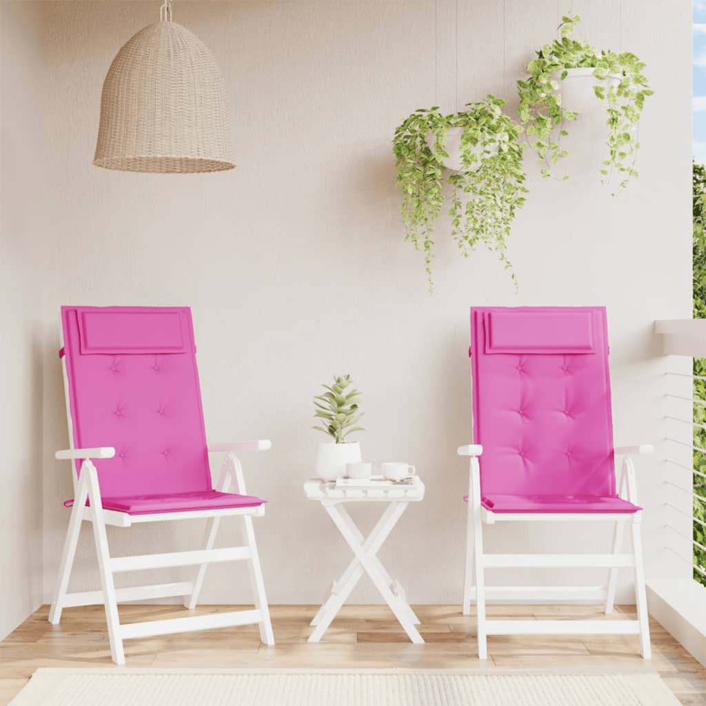 VidaXL coussins de chaise 2 pcs dossier haut tissu oxford rose
