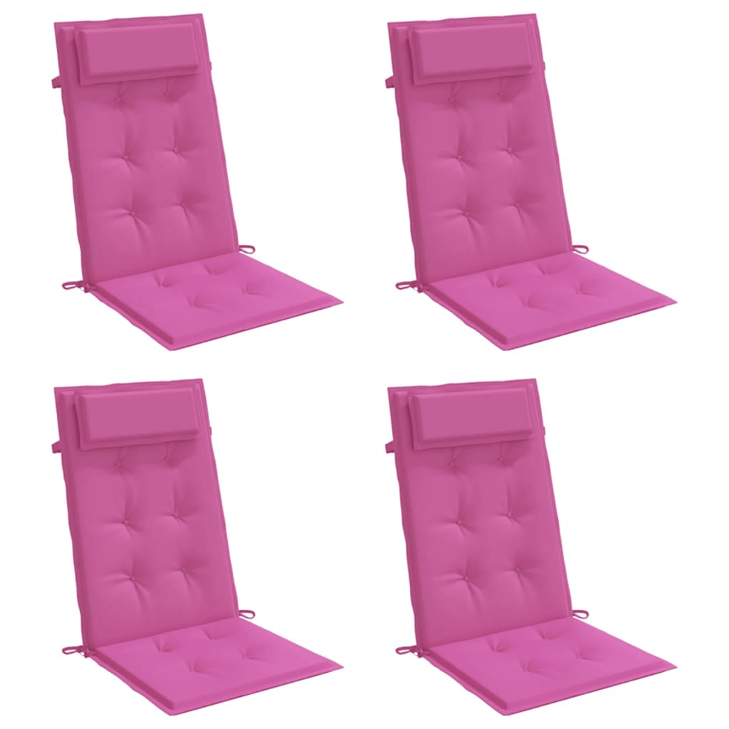 VidaXL coussins de chaise 4 pcs dossier haut tissu oxford rose