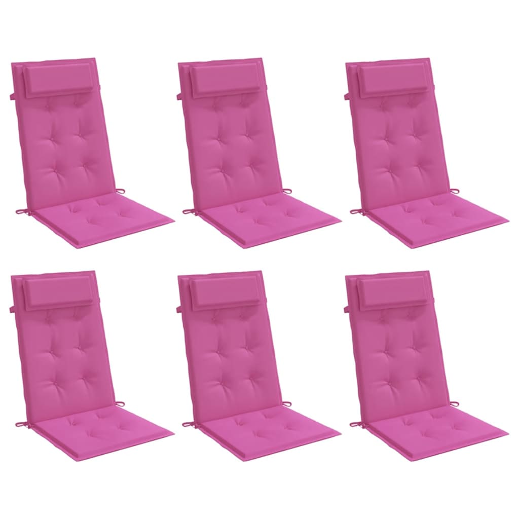 VidaXL coussins de chaise 6 pcs dossier haut tissu oxford rose