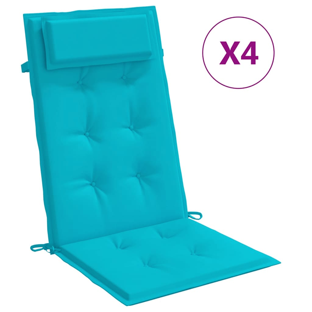 VidaXL coussins de chaise 4 pcs dossier haut tissu oxford turquoise