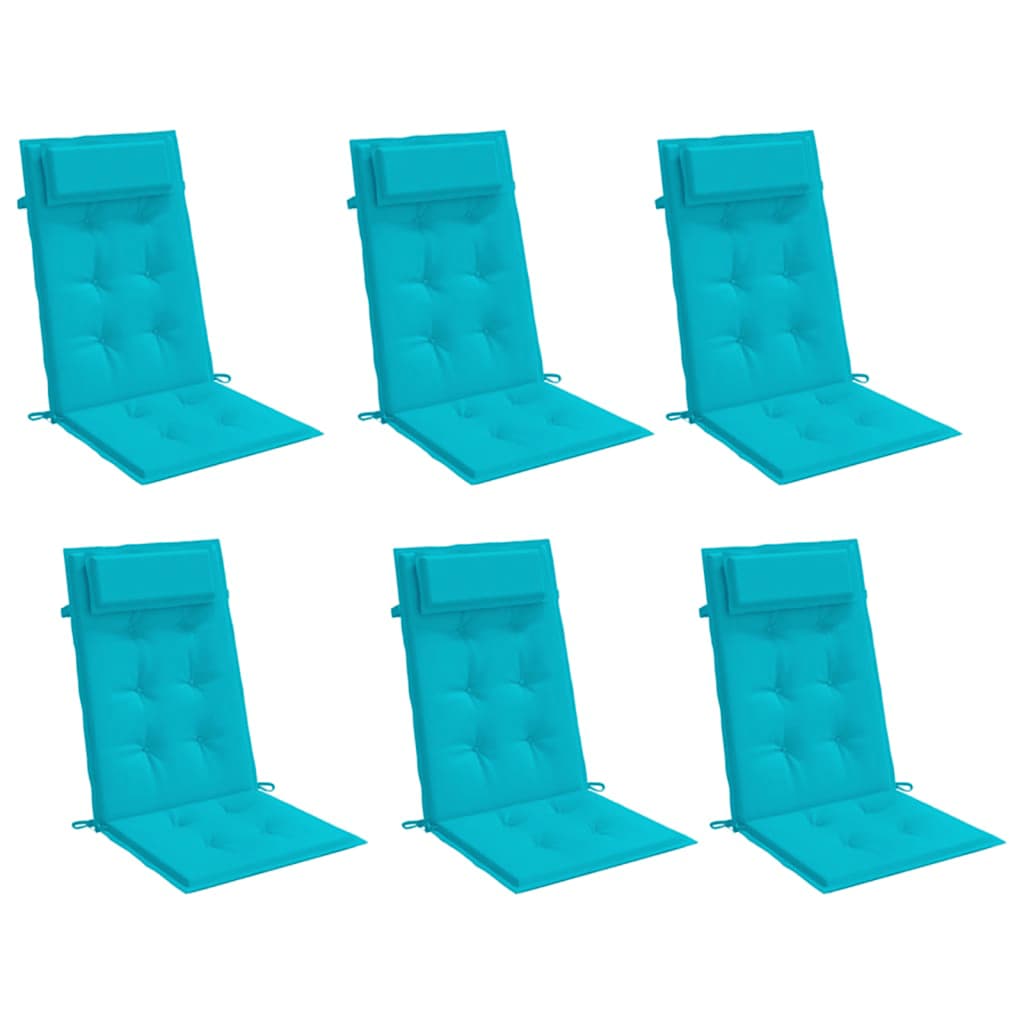 VidaXL coussins de chaise 6 pcs dossier haut tissu oxford turquoise