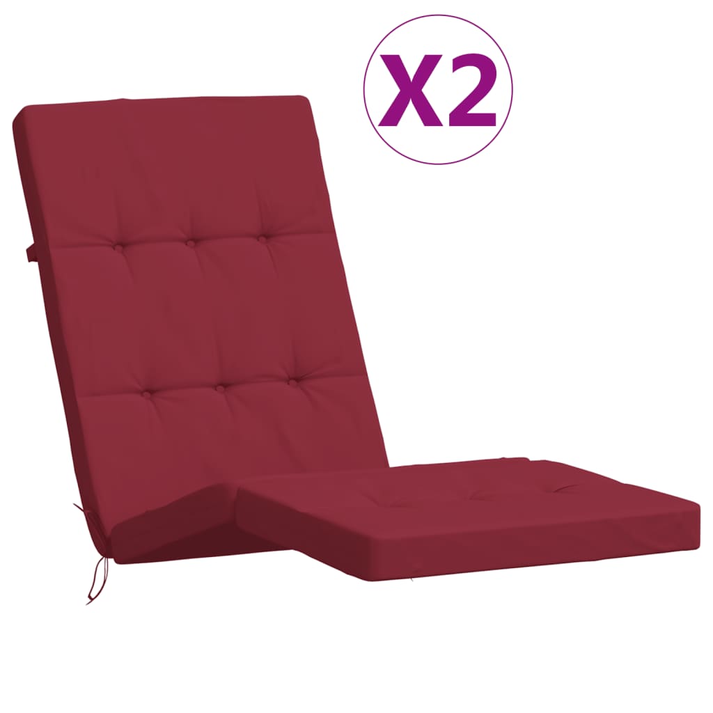 Coussins de chaise de patio vidaxl 2 st oxford tissu vin rouge