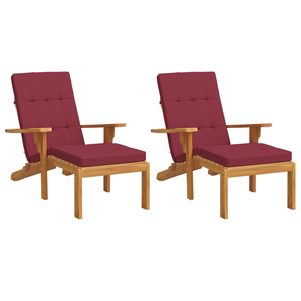 Coussins de chaise de patio vidaxl 2 st oxford tissu vin rouge
