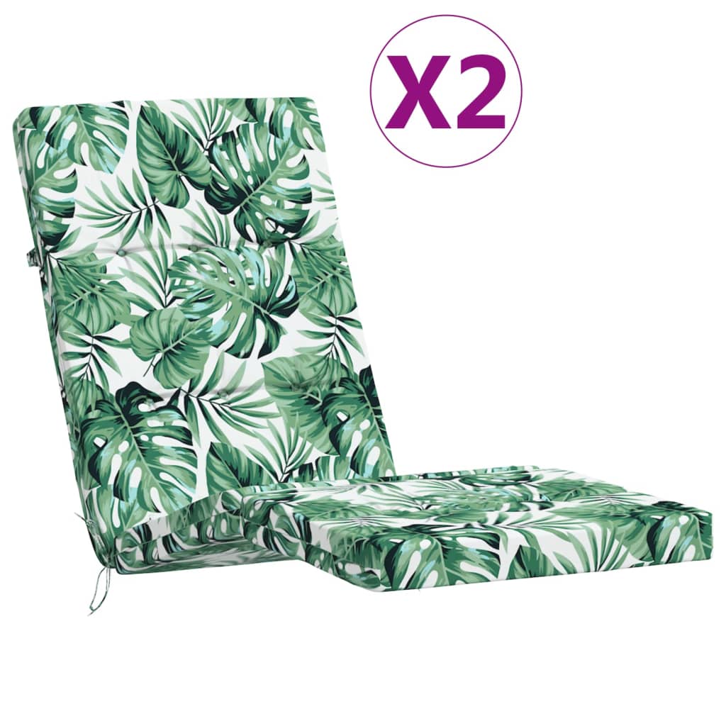Coussins de chaise de patio vidaxl 2 pcs motifs de feuilles oxford tissu