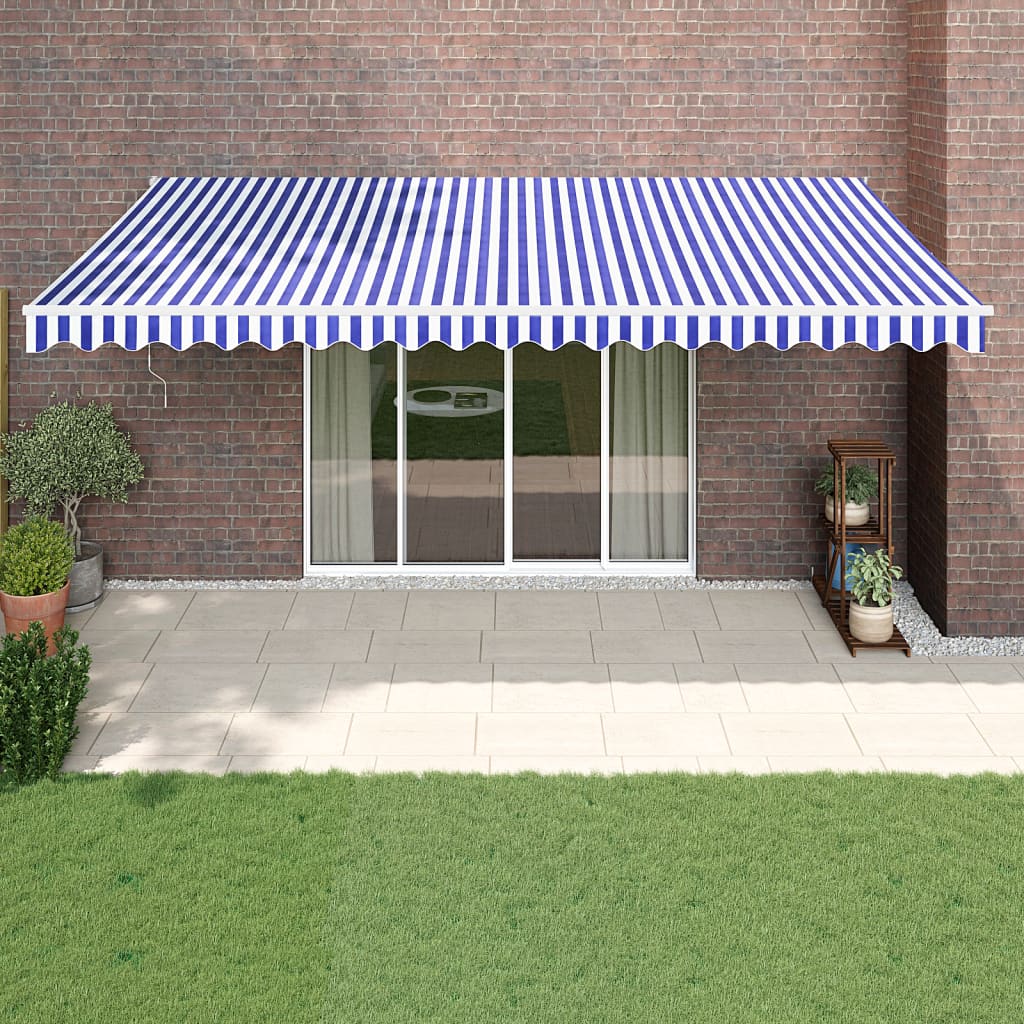 Auvent extensible Vidaxx 5x3 m tissu et aluminium bleu et blanc