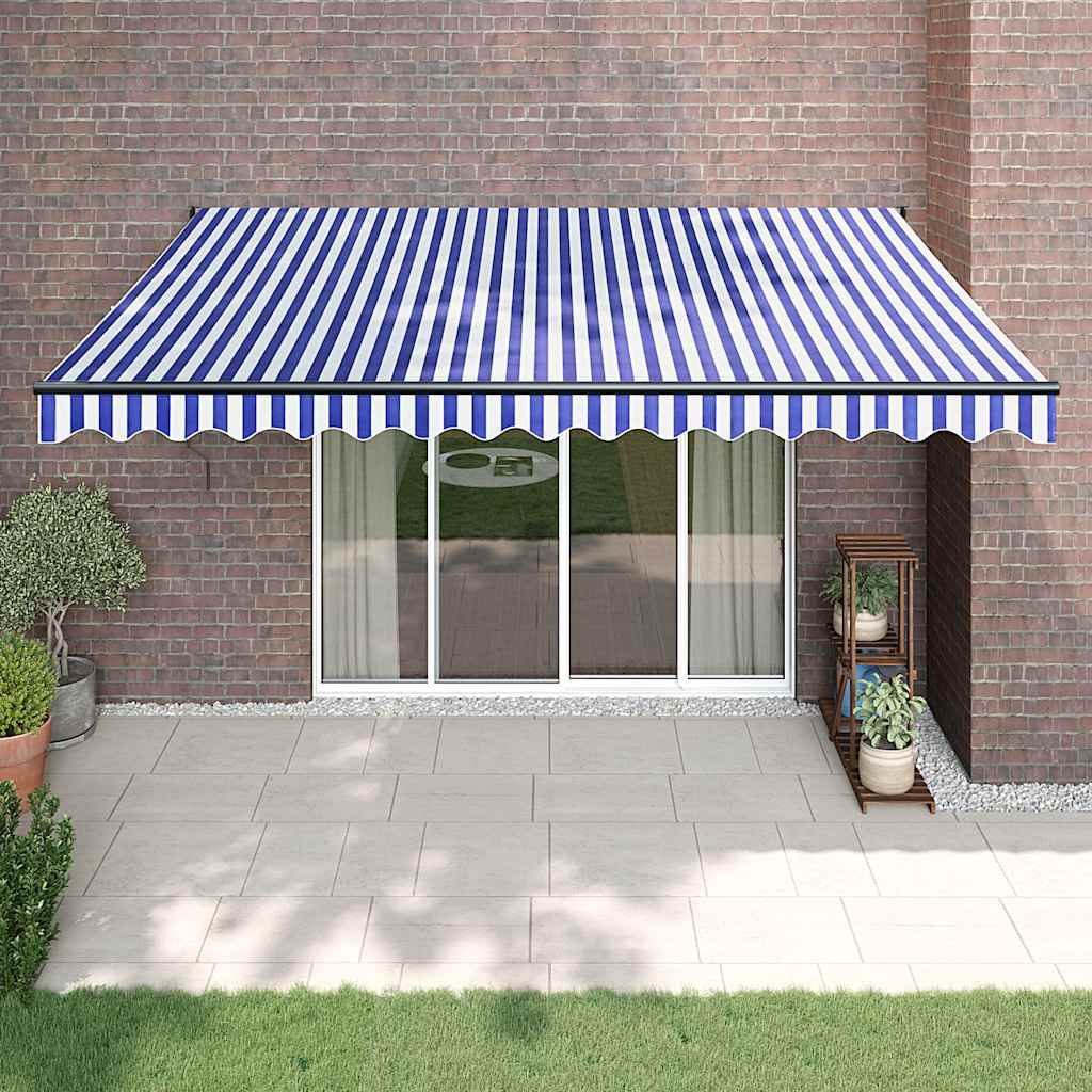 Auvent extensible Vidaxx 4x3 m tissu et aluminium bleu et blanc