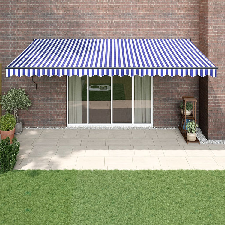 Auvent extensible Vidaxx 5x3 m tissu et aluminium bleu et blanc