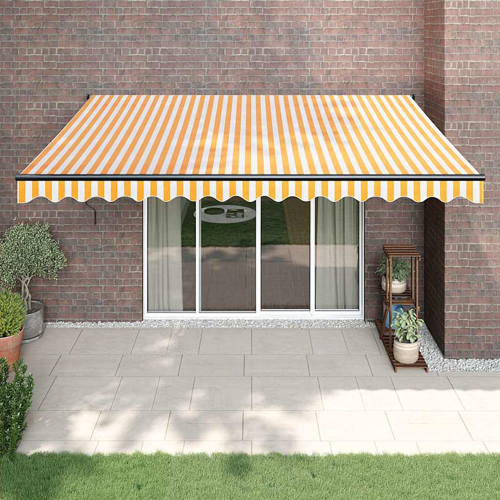 Vidaxx auvent extensible 4x3 m tissu et aluminium jaune et blanc