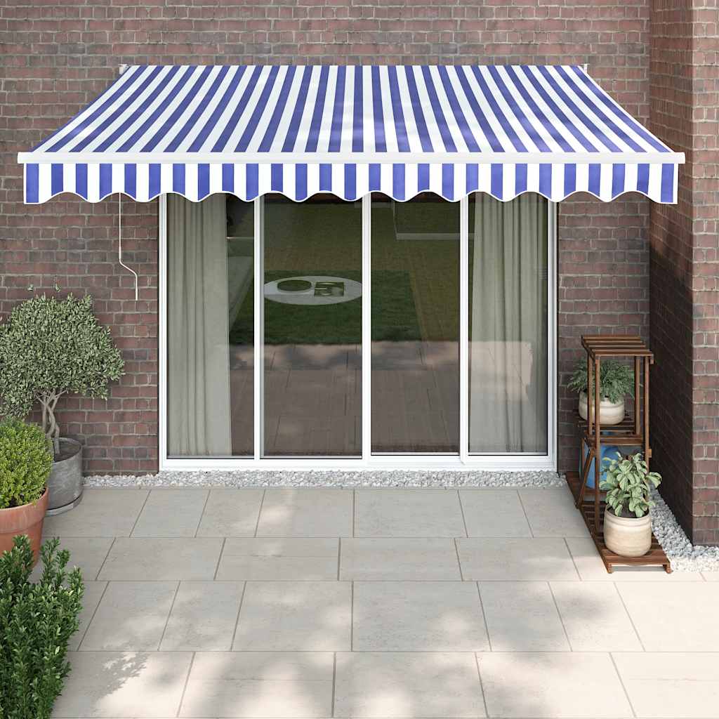 Auvent Vidaxx extensible électriquement 3,5x2,5 m bleu et blanc