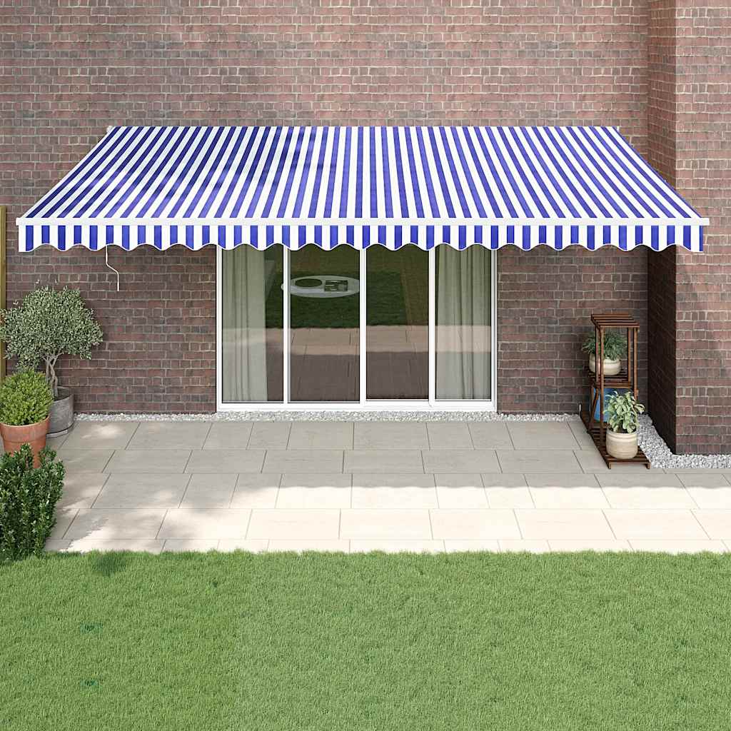 Auvent Vidaxx extensible automatiquement 5x3 m bleu et blanc