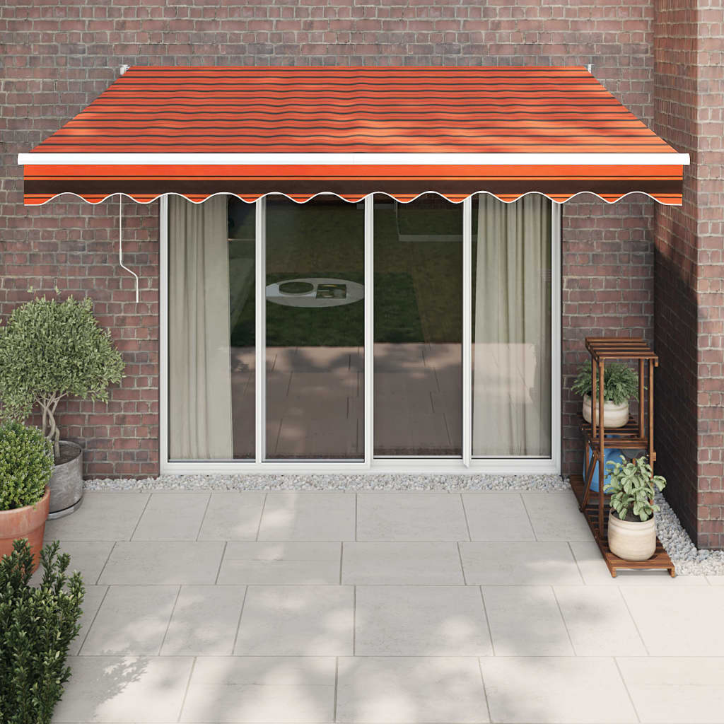 Auvent Vidaxx extensible automatiquement 3,5x2,5 m orange et marron