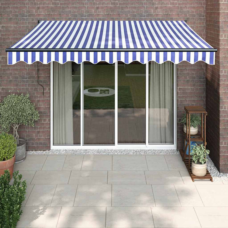 Auvent Vidaxx extensible électriquement 3,5x2,5 m bleu et blanc