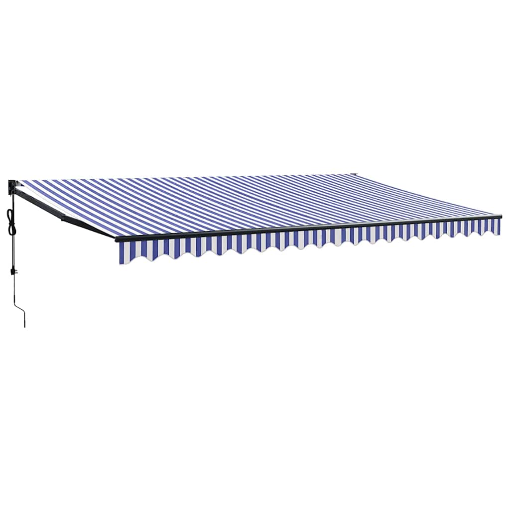 Auvent Vidaxx extensible automatiquement 5x3 m bleu et blanc