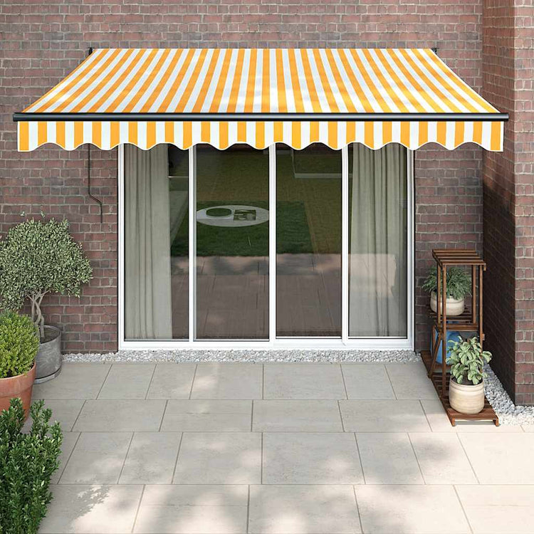 Auvent Vidaxx extensible électriquement 3,5x2,5 m jaune et blanc
