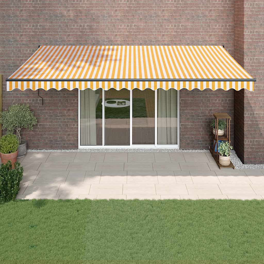 Auvent Vidaxx extensible automatiquement 5x3 m jaune et blanc