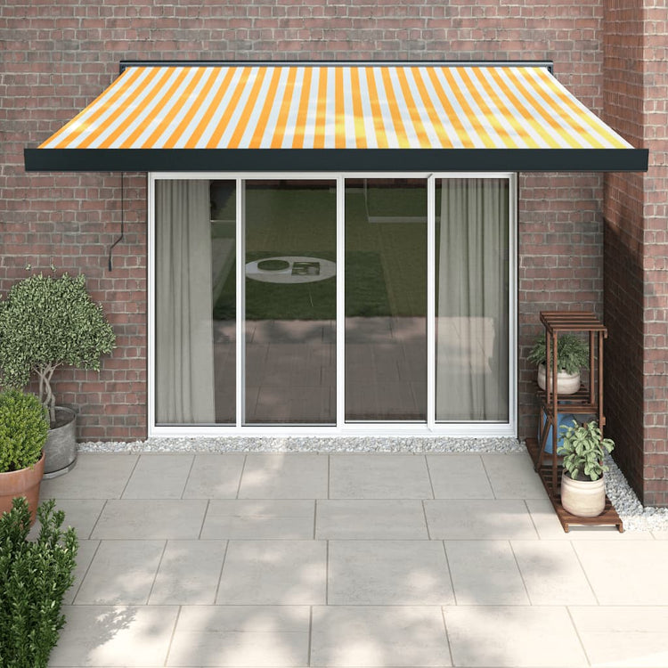 Vidaxl luifel extensible 3x2,5 m poussière et aluminium jaune et blanc
