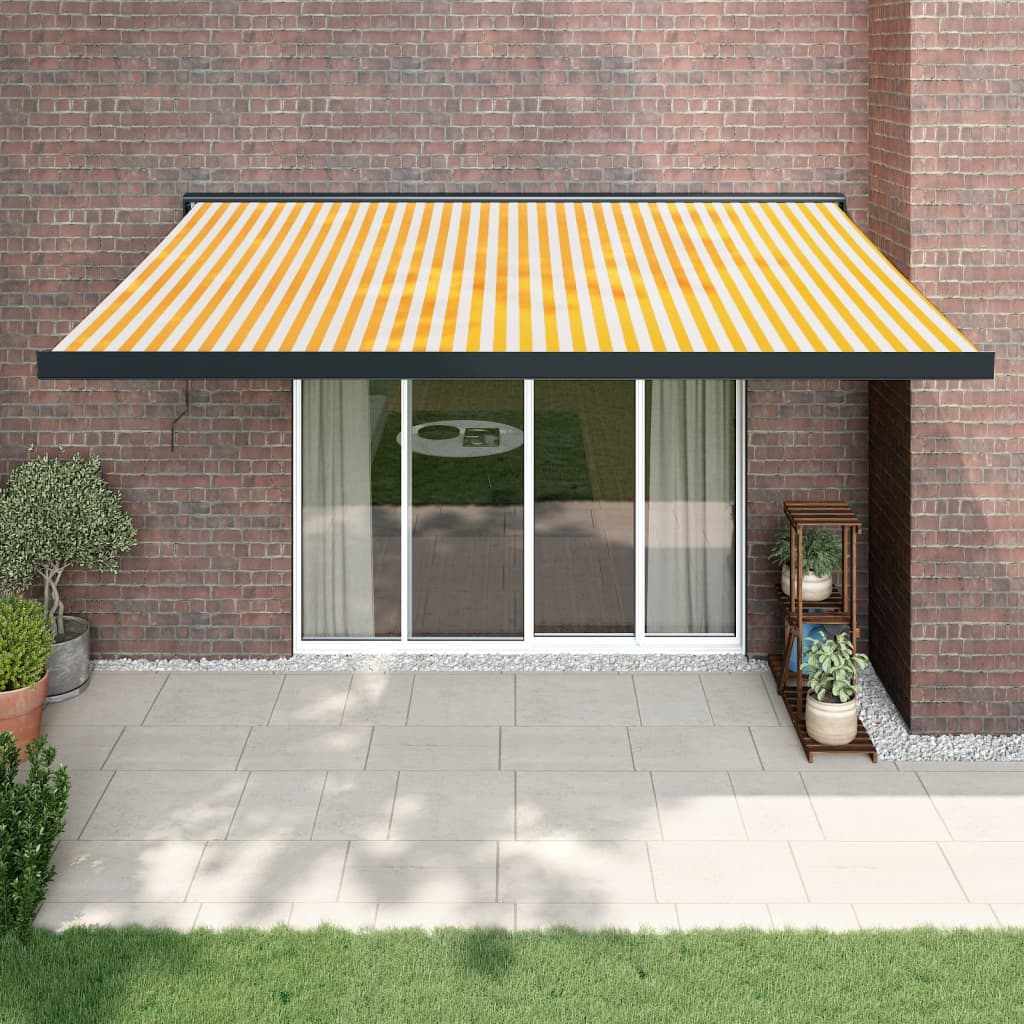 Vidaxl Luifel extensible 4,5x3 m poussière et aluminium jaune et blanc