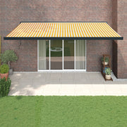 Vidaxl luifel extensible 5x3 m poussière et aluminium jaune et blanc - afbeelding 1