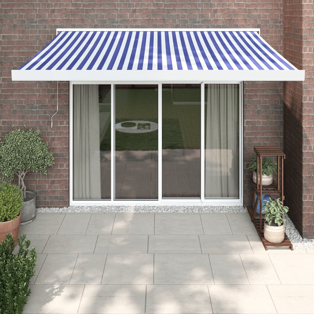 Vidaxl Luifel extensible 3x2,5 m poussière et aluminium bleu et blanc