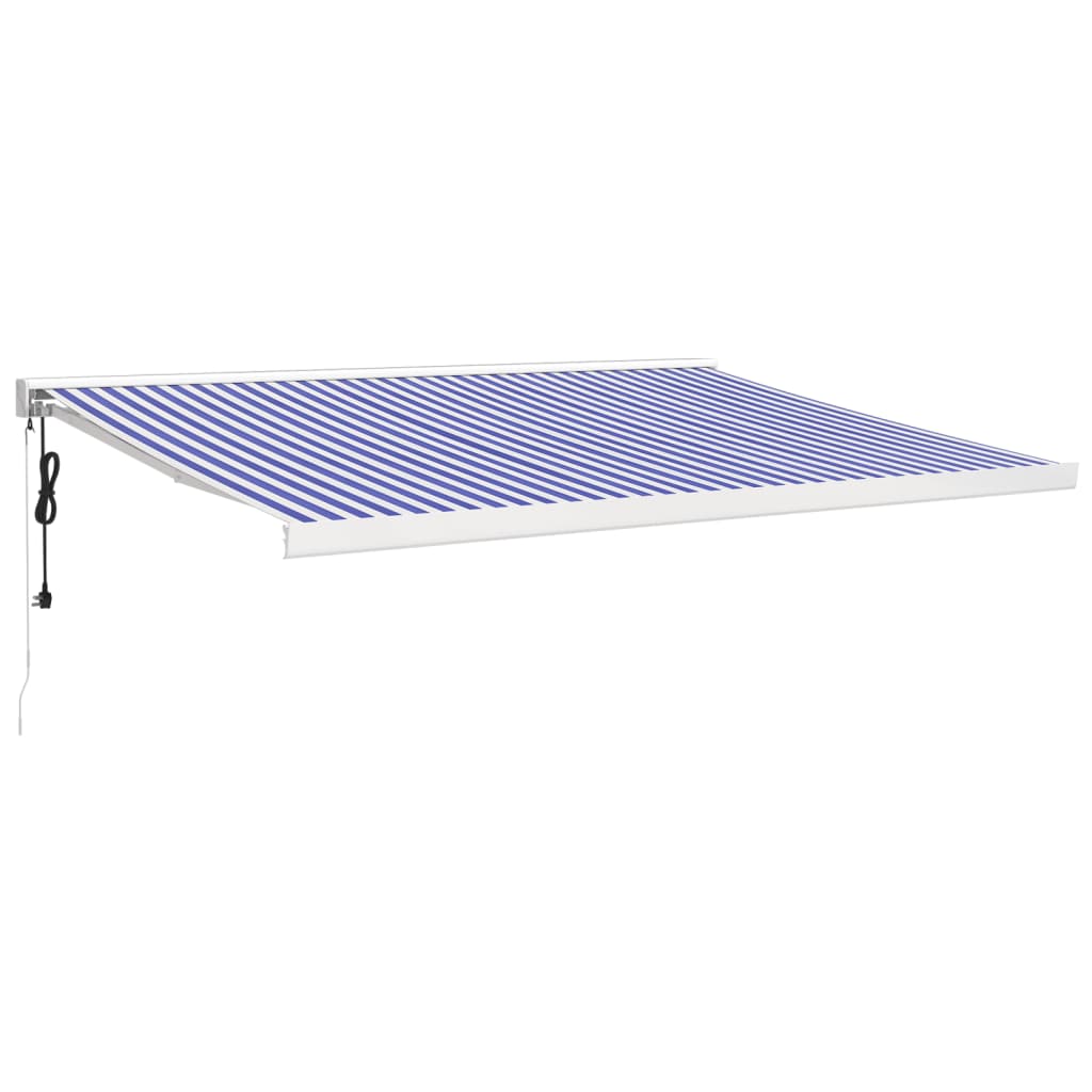 Vidaxl luifel extensible 4x3 m poussière et aluminium bleu et blanc