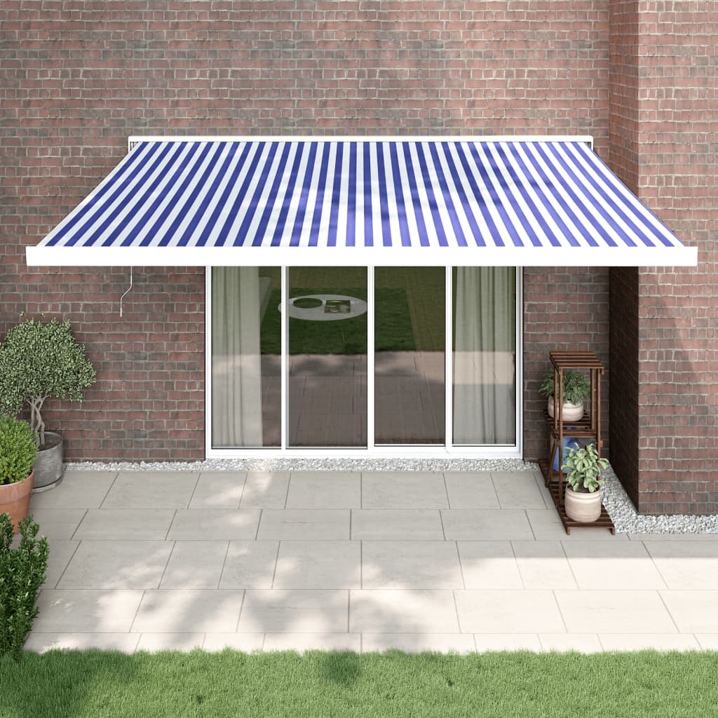 Vidaxl luifel extensible 4x3 m poussière et aluminium bleu et blanc