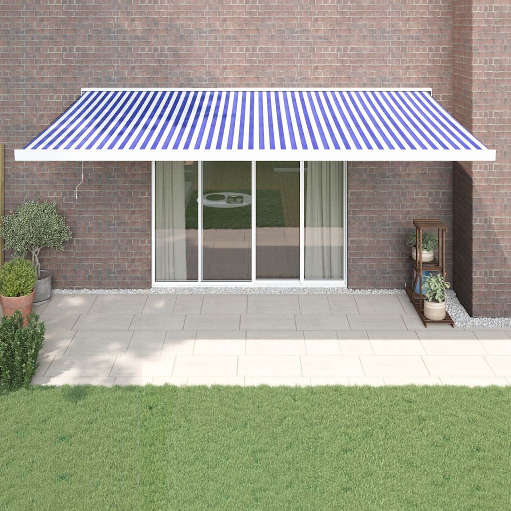 Vidaxl luifel extensible 5x3 m poussière et aluminium bleu et blanc