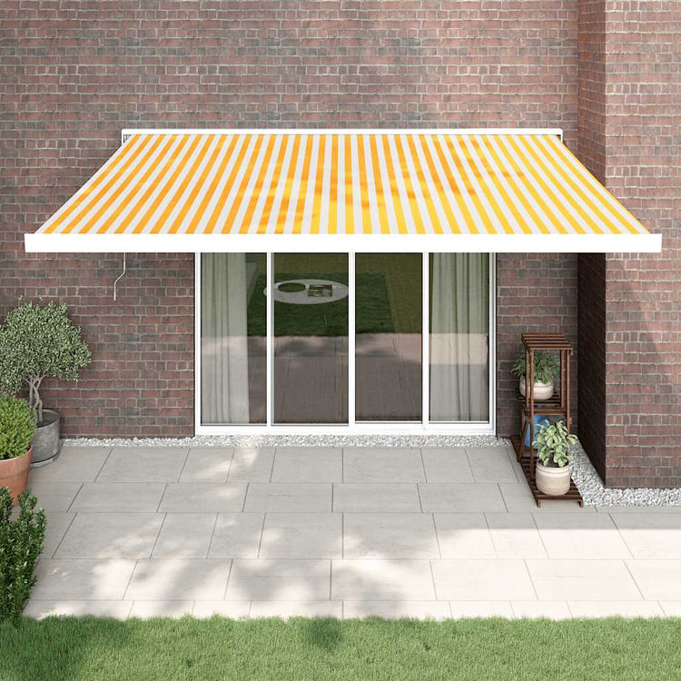 Vidaxl Luifel extensible 4x3 m poussière et aluminium jaune et blanc