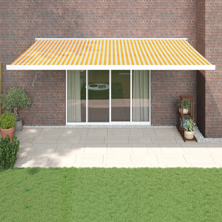Vidaxl luifel extensible 5x3 m poussière et aluminium jaune et blanc