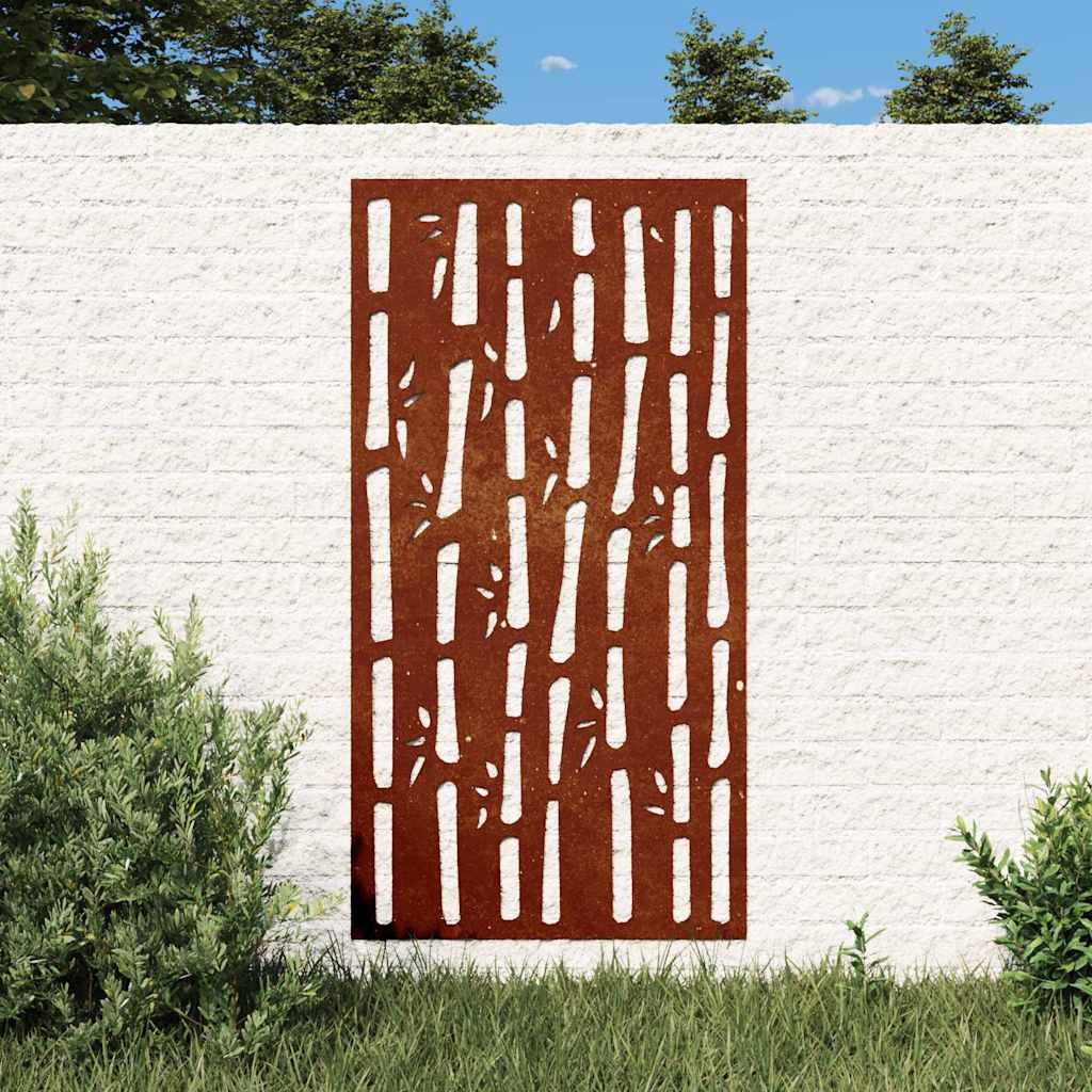 Vidaxxl décoration murale jardin bambou design 105x55 cm acier corten