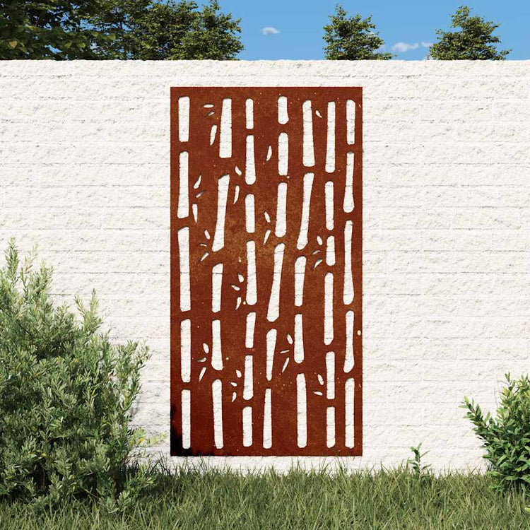 Vidaxxl décoration murale jardin bambou design 105x55 cm acier corten