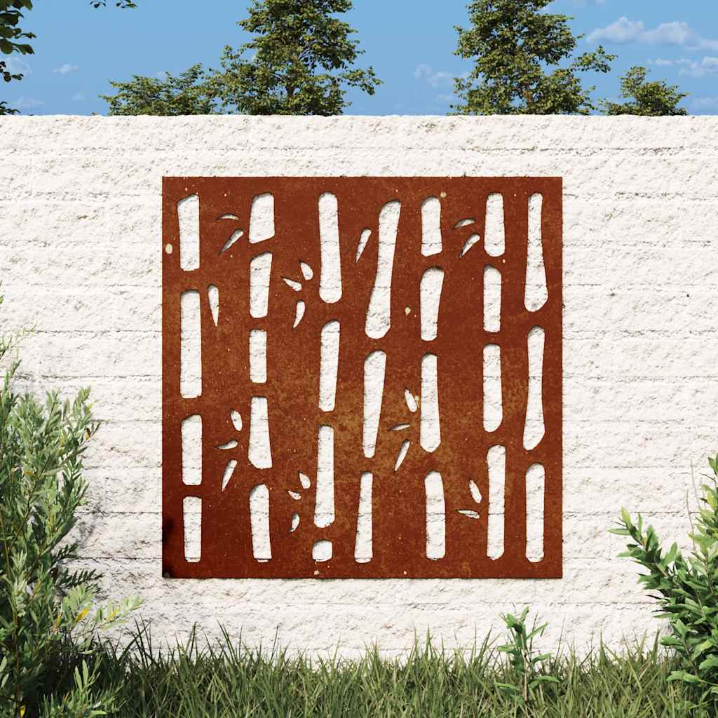 Vidaxl Wall Decoration Garden Bamboo Design 55x55 cm Cortenstaal