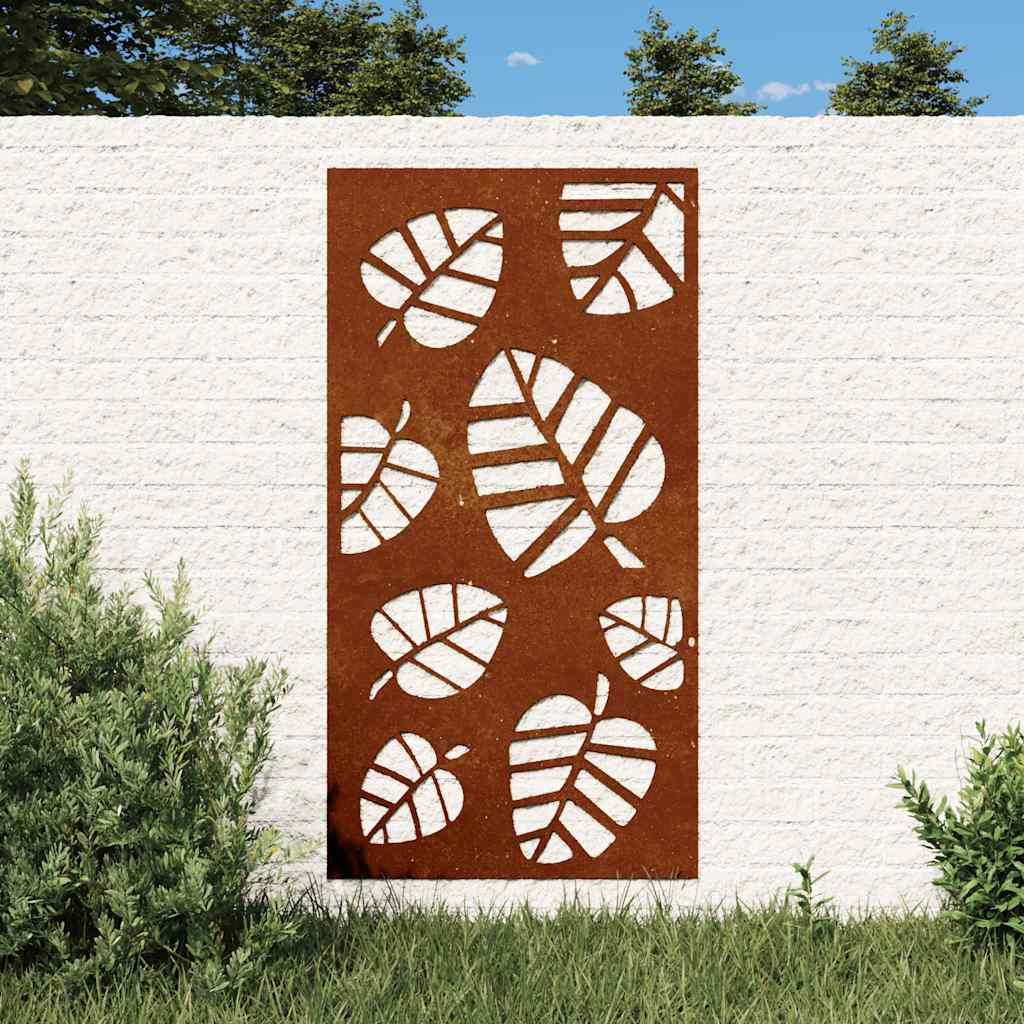 Vidaxl Mur Decoration Garden Leaf Design 105x55 cm Cortenstaal