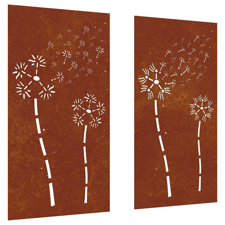 Vidaxxl décoration murale jardin 2 pcs motif floral 105x55 cm acier corten