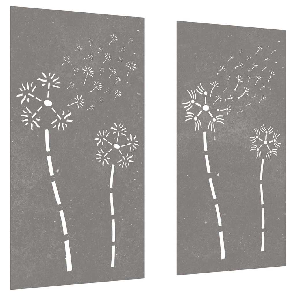 Vidaxxl décoration murale jardin 2 pcs motif floral 105x55 cm acier corten
