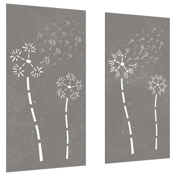 Vidaxxl décoration murale jardin 2 pcs motif floral 105x55 cm acier corten
