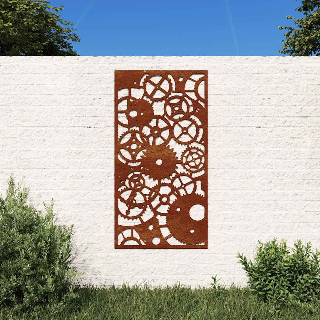 Vidaxl Mur Decoration Garden Gear Design 105x55 cm Corten Steel