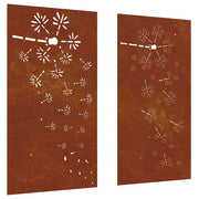 Vidaxxl décoration murale jardin 2 pcs motif floral 105x55 cm acier corten - afbeelding 2