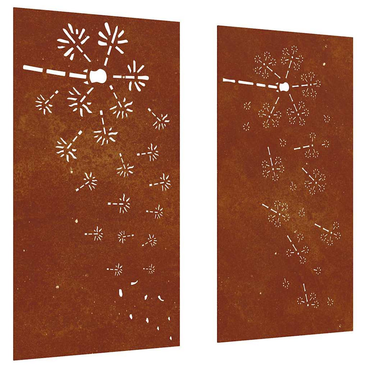 Vidaxxl décoration murale jardin 2 pcs motif floral 105x55 cm acier corten