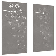 Vidaxxl décoration murale jardin 2 pcs motif floral 105x55 cm acier corten - afbeelding 3